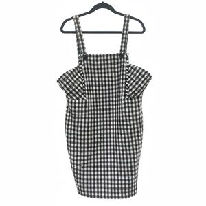 Francesca’s $60 NWT Black & Ivory Plaid Tweed Pinafore Dress XL preppy academia